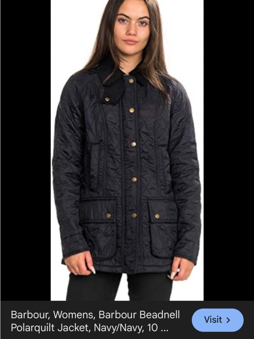 Barbour Beadnell PolarQuilt Women's Jacket with Corduroy Collar - Black
